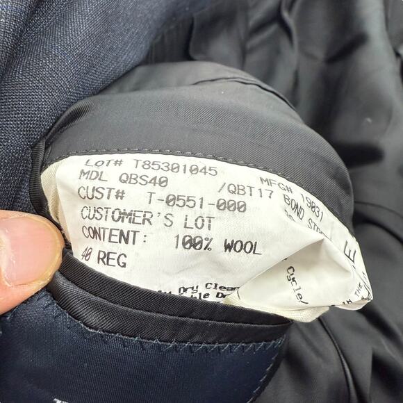 Burberry Bond Street Wool Blazer Navy Lined Two Button Closure Size 40R - Picture 9 of 9